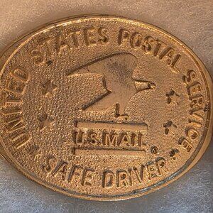 Vintage Metal Belt Buckle, Brass. U.S. Mail, Mailman, Postal Worker, Delivery
